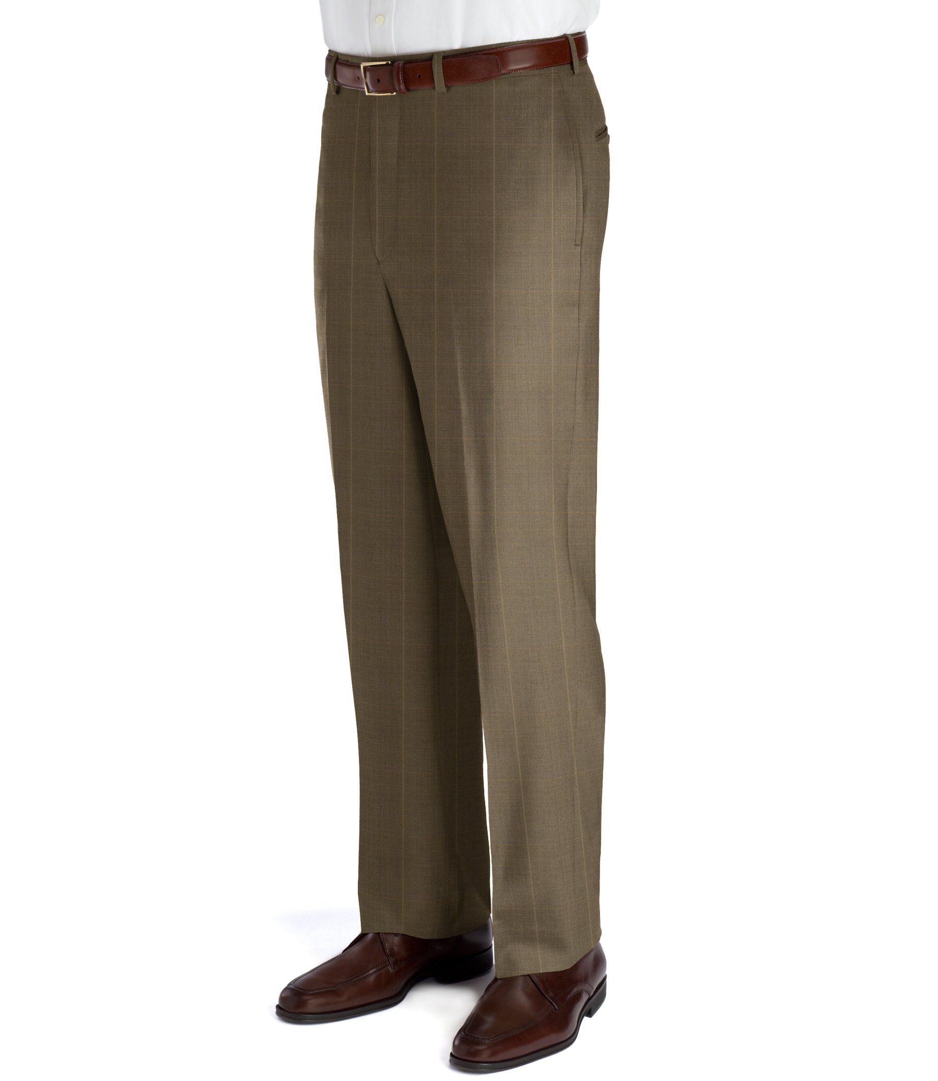 Executive Patterned Plain Front Wool Trousers