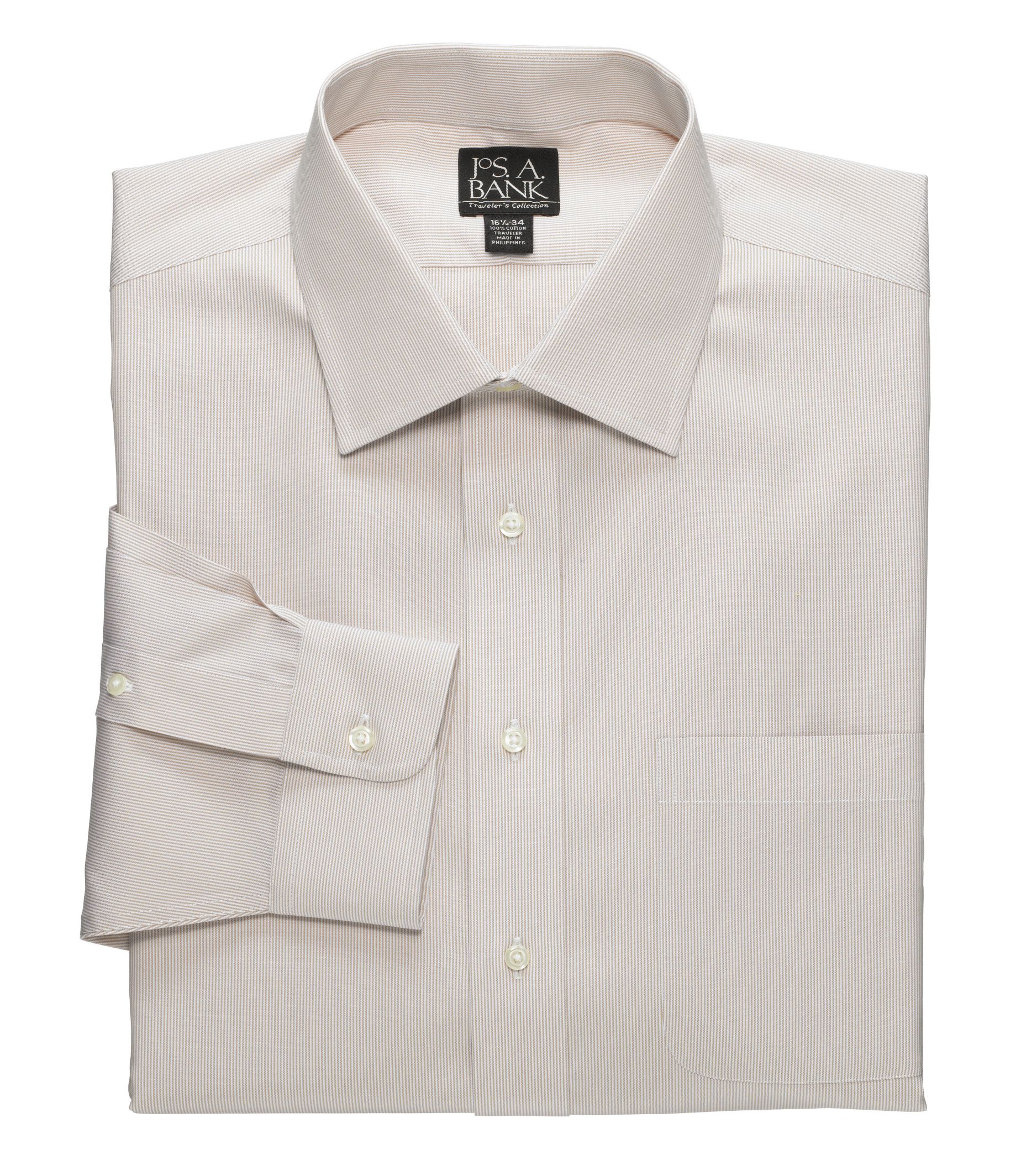 Traveler Pinpoint Fine-line Spread Collar Dress Shirt