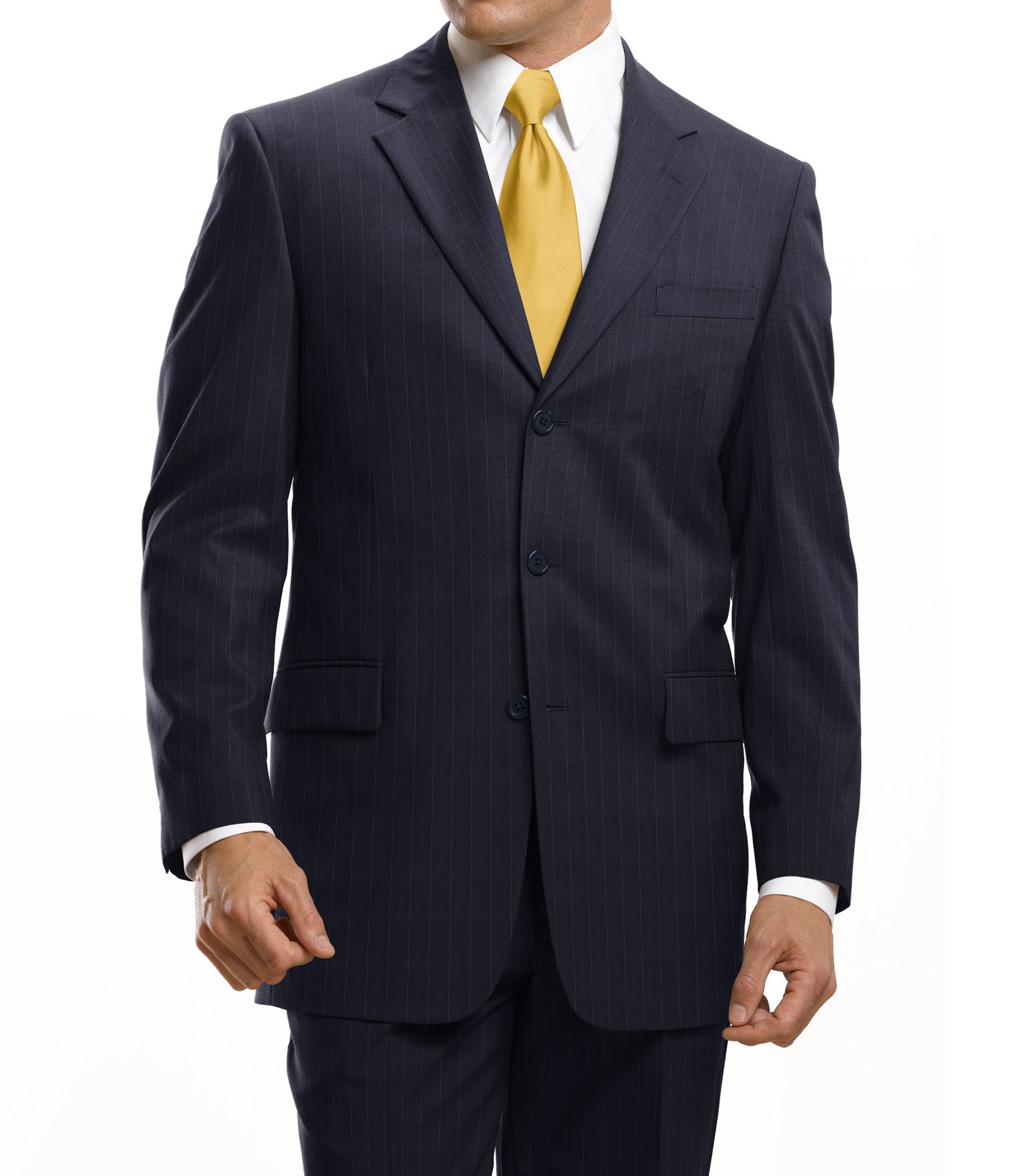 Signature 3-Button Wool Suit-Navy Stripe, Black, or Grey
