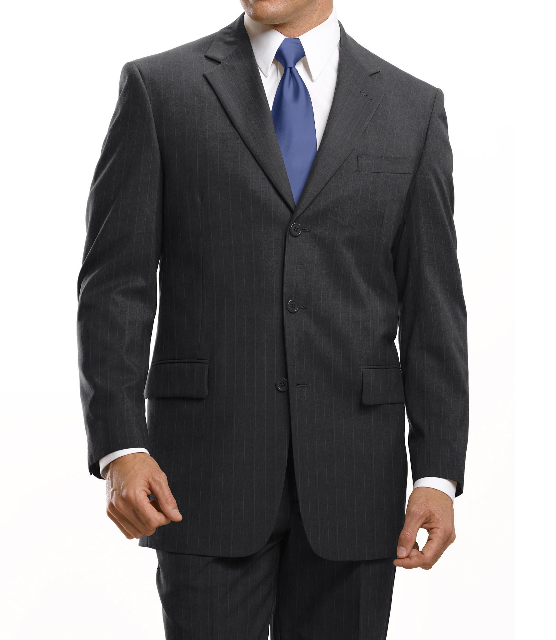 Signature 3-Button Wool Suit-Grey Stripe,Grey Herringbone,or Navy- Get Your 2nd for $99, 3rd FREE!