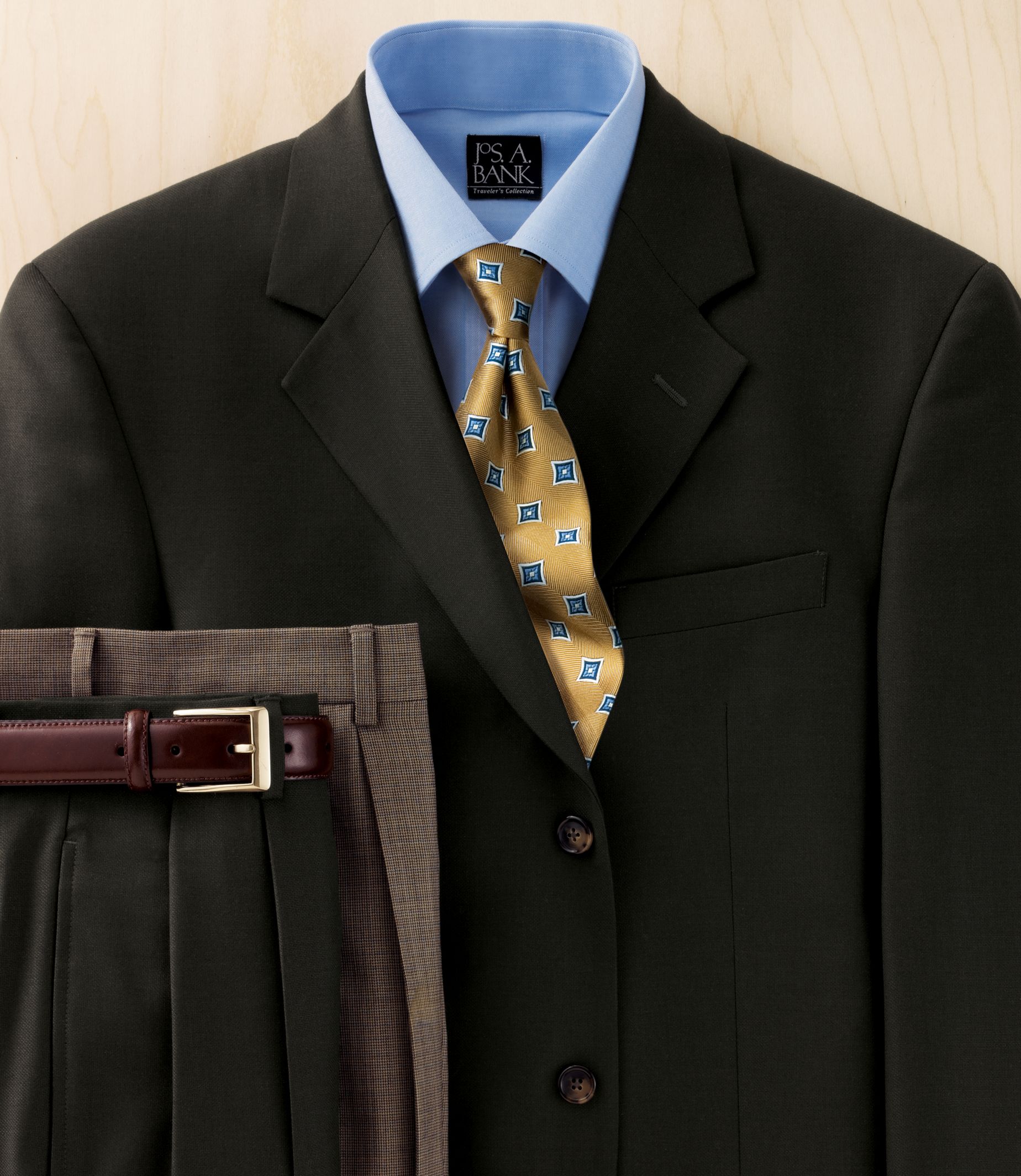 Jos. A. Bank Trio 2-Button Wool Suit-Black or Olive