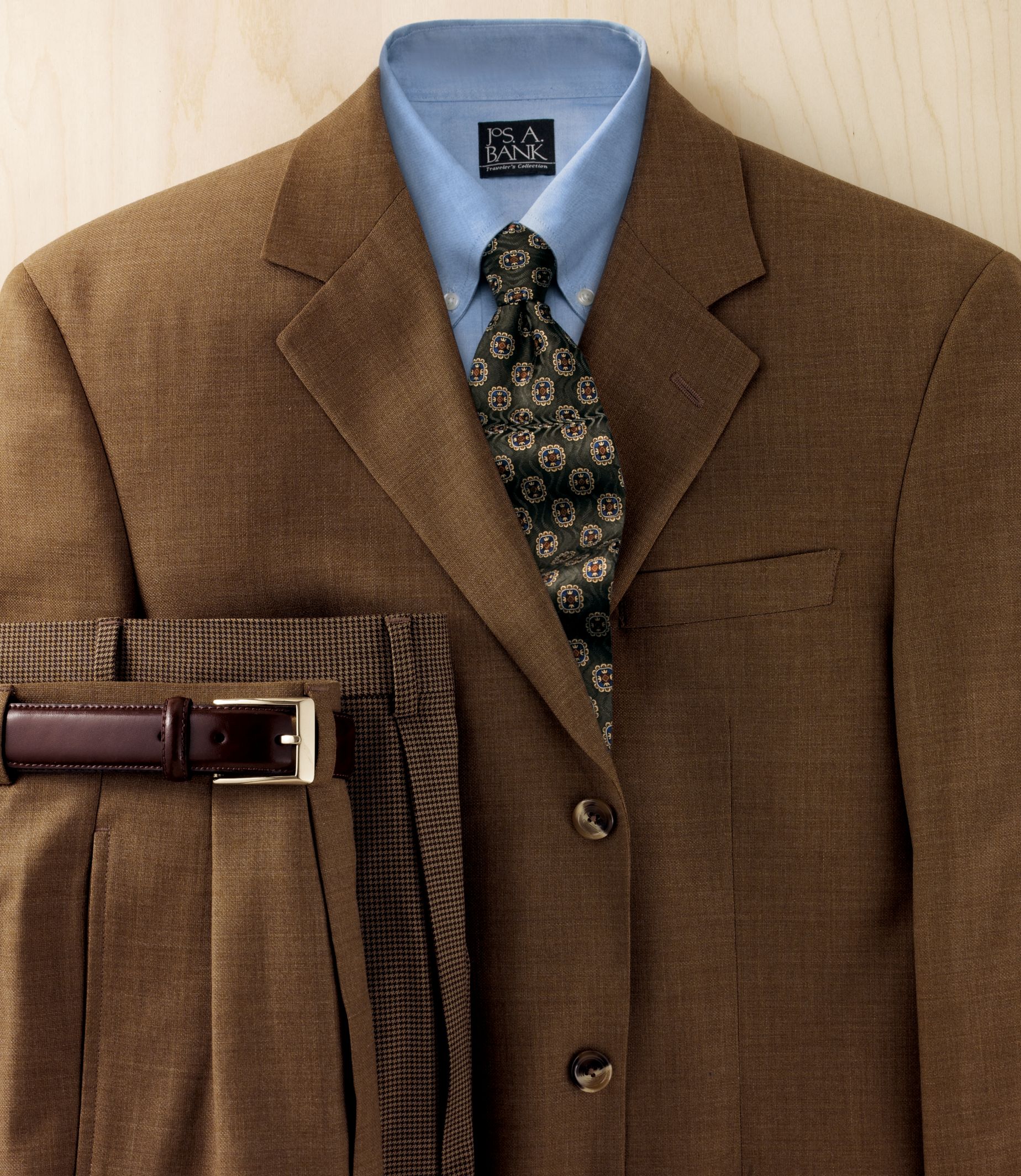 Jos. A. Bank Trio 3-Button Wool Suit- Black/White or Brown Check- Get Your 2nd for $99, 3rd FREE!