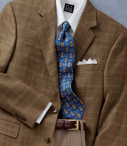2-Button Silk/Wool Dark Tan Sharkskin Sportcoat
