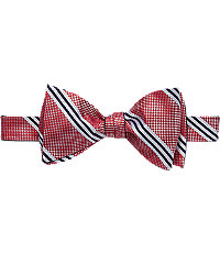 Jos. A. Bank Stripe Check Self-Tie Double Bow Tie