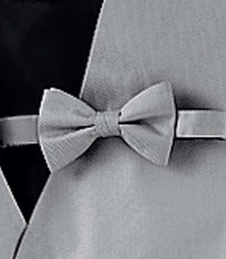 Silver Herringbone Bow Tie