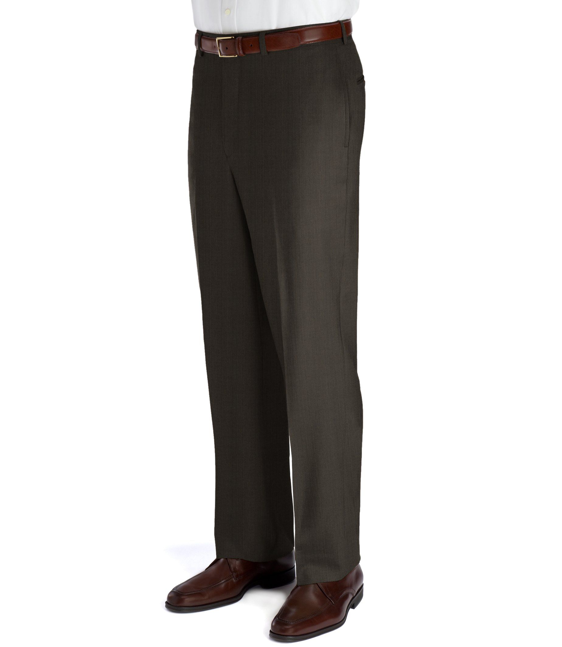 Traveler Plain Front Trousers- Brown Microcheck