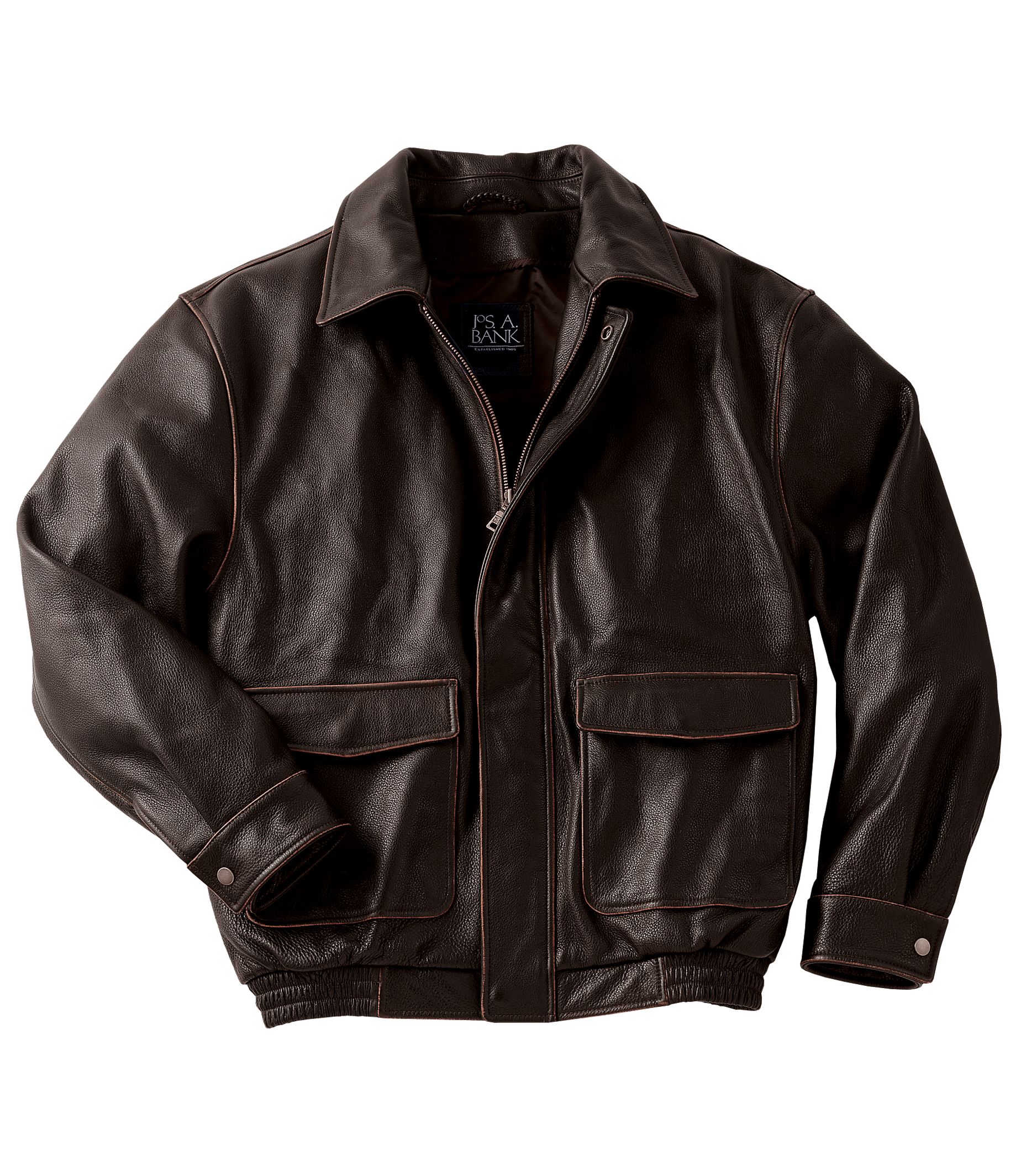 Vintage Look Leather Aviator Jacket
