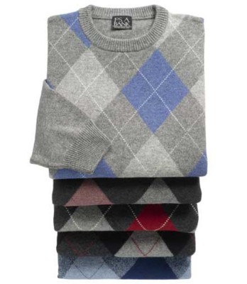 JoS. A. Bank Lambswool Argyle Crewneck Sweater
