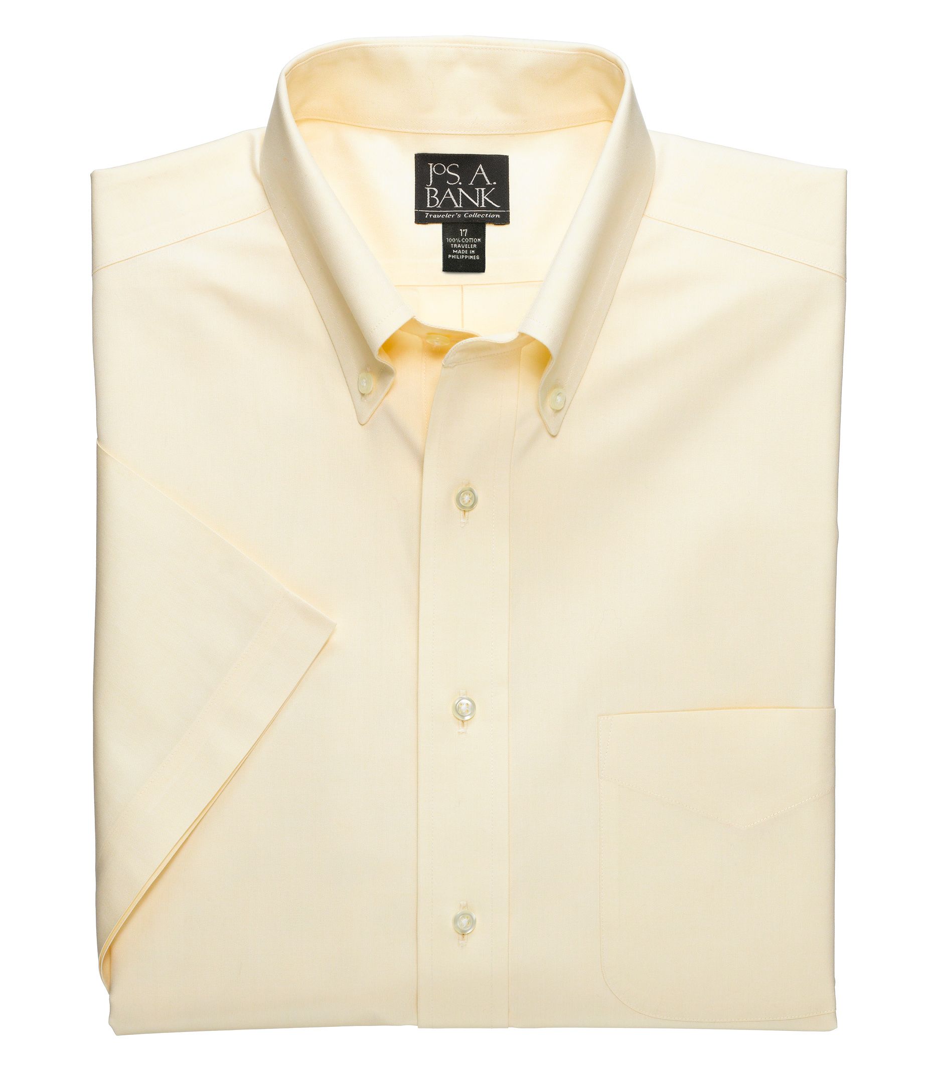 Traveler Pinpoint Short Sleeve Solid Buttondown Dress Shirt