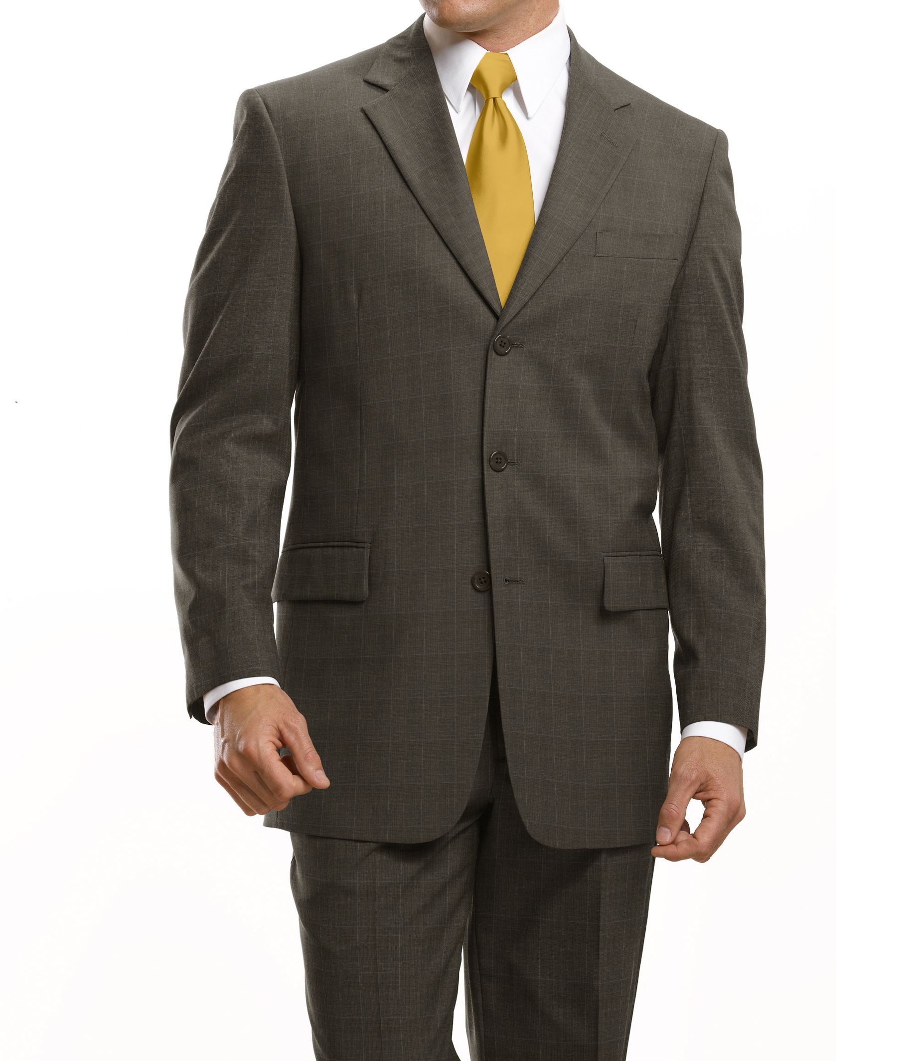Executive 3-Button Wool Suit with Center Vent and Pleated Front Trousers