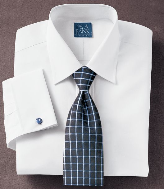 Stays Cool Wrinkle-Free Spread Collar French Cuff Broadcloth Dress Shirt B/T- 2 for $99