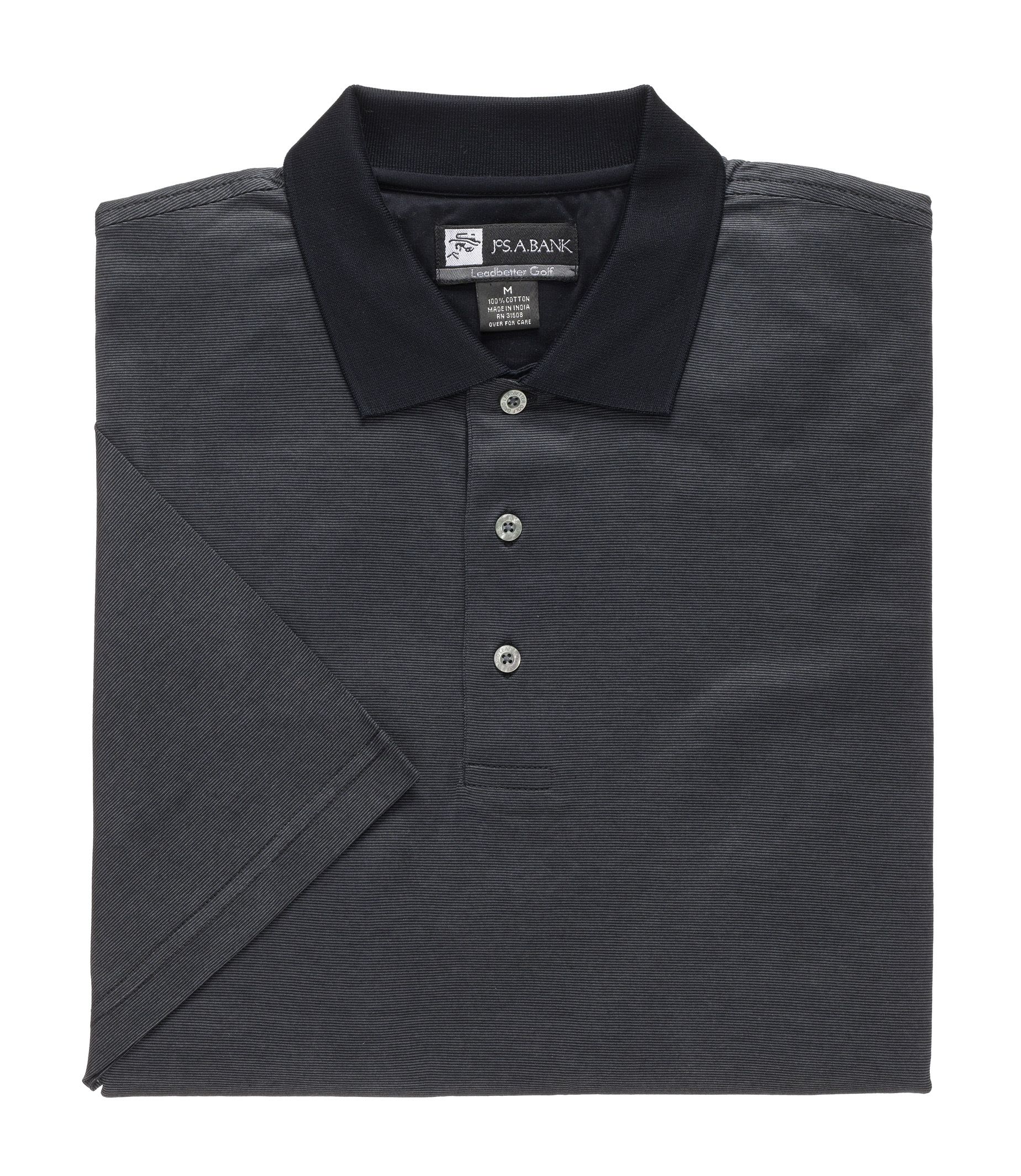 David Leadbetter Stays Cool Microfeeder Stripe Golf Polo