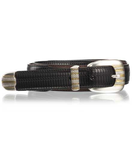 Three-Piece Herringbone Basketweave Embossed Belt