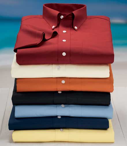 Stays Cool Poplin Solid Short Sleeve Buttondown Sportshirt