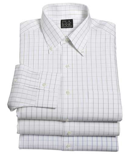 Traveler Buttondown Pinpoint Large Check Dress Shirt Big or Tall