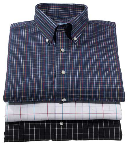 New! Stays Cool Poplin Check Short Sleeve Buttondown Sportshirt