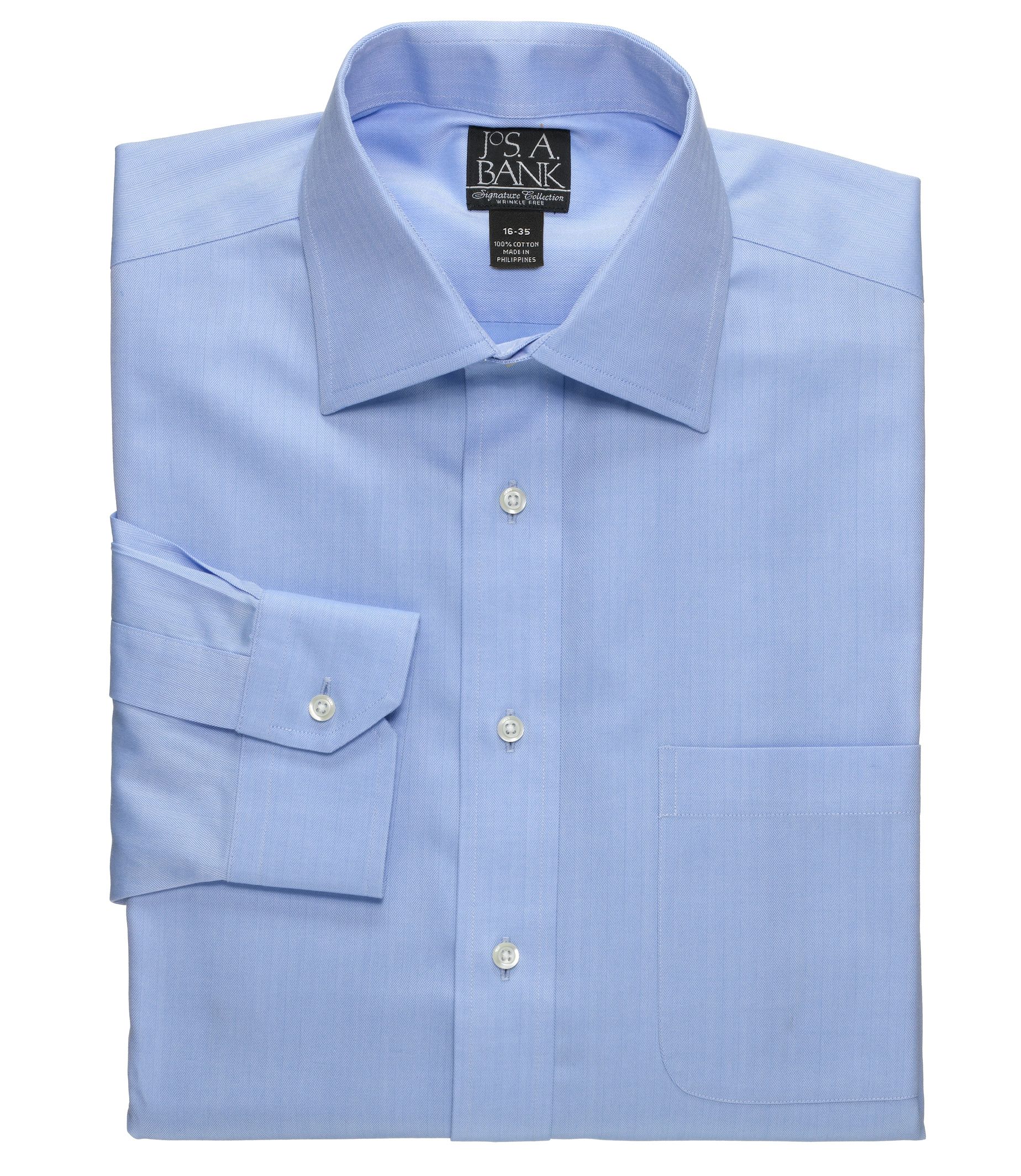 Signature Spread Collar Barrel Cuff Herringbone Dress Shirt Chatlounge