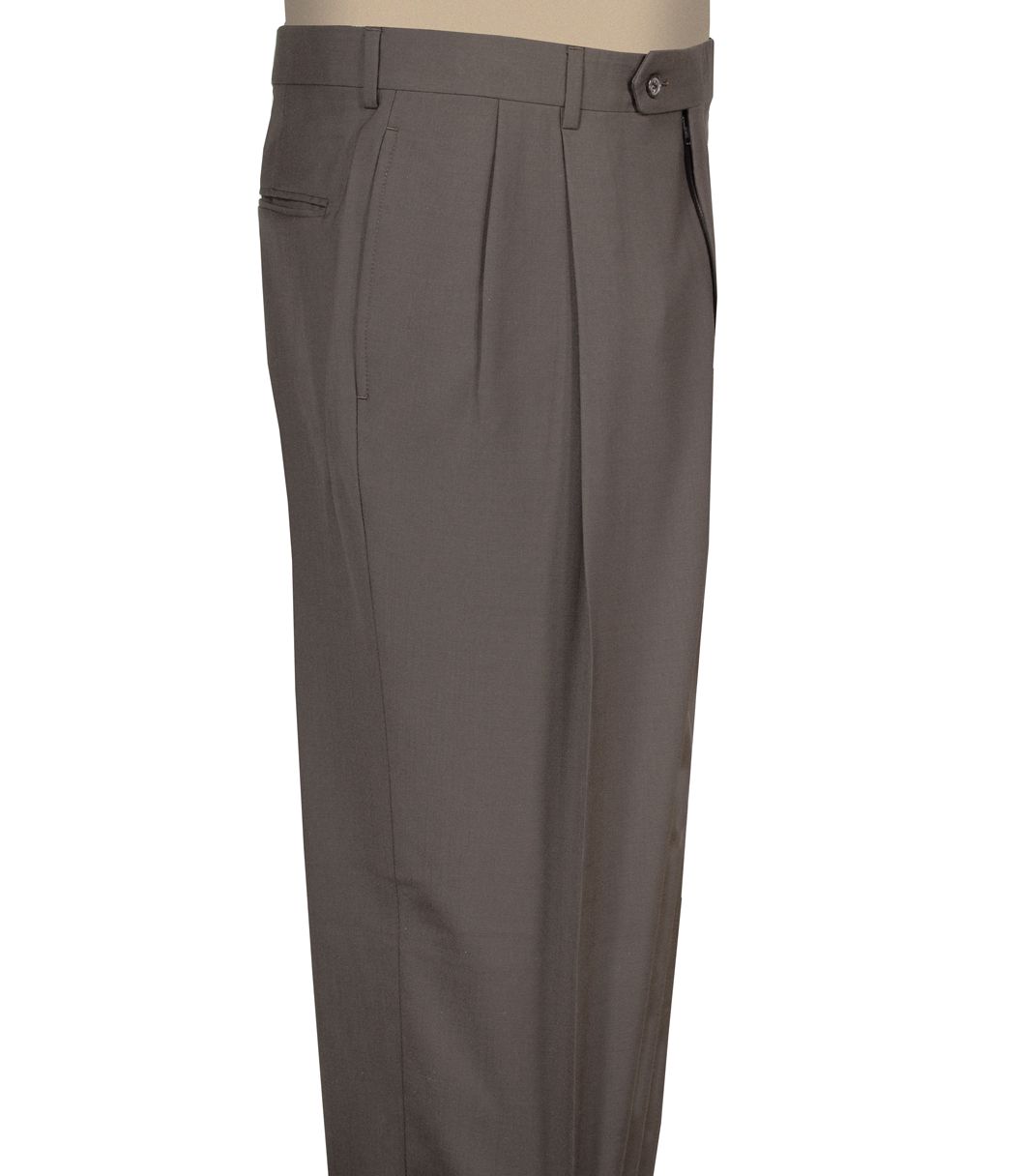 Business Express Pleated Trousers- Olive Solid