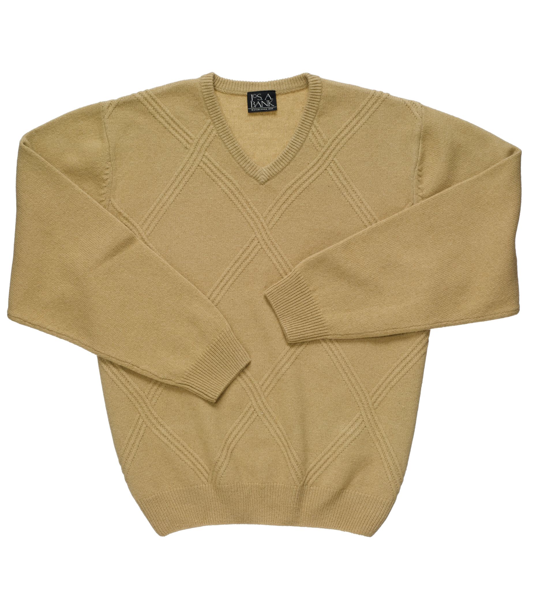 Lambswool Tonal Diamond V-Neck Sweater- 3 for $99
