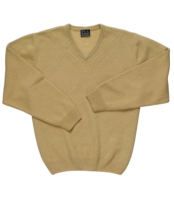 JoS. A. Bank Lambswool Tonal Diamond V-neck Sweate...
