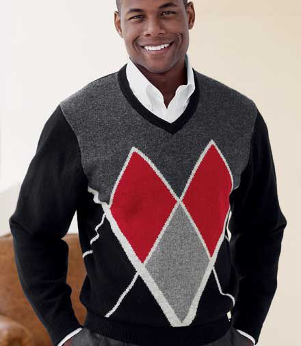 Signature Lambswool Diamond V-Neck Sweater
