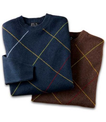 JoS. A. Bank Lambswool-blend Diamond Crewneck Swea...