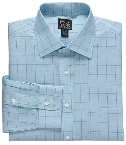 Traveler Tailored Fit Spread Collar Blue/Brown Windowpane Dress Shirt