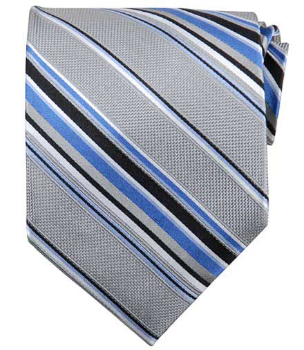 Basic Silver Multi Satin Stripe Tie