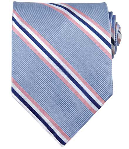 Basic Blue Rib with Pink Satin Stripe Tie