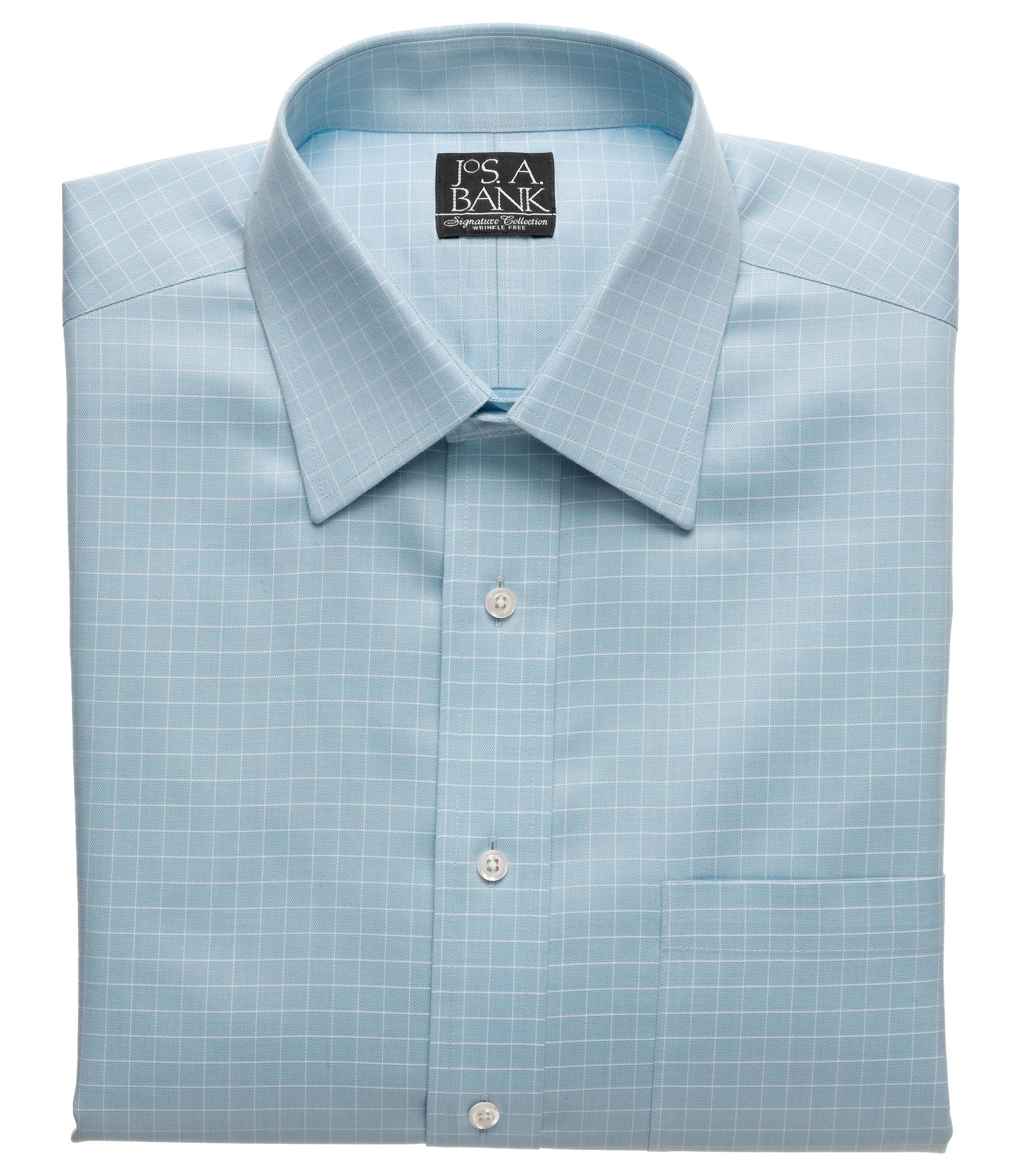 Signature Wrinkle-free Spread Collar French Cuff Blue Ground Check ...