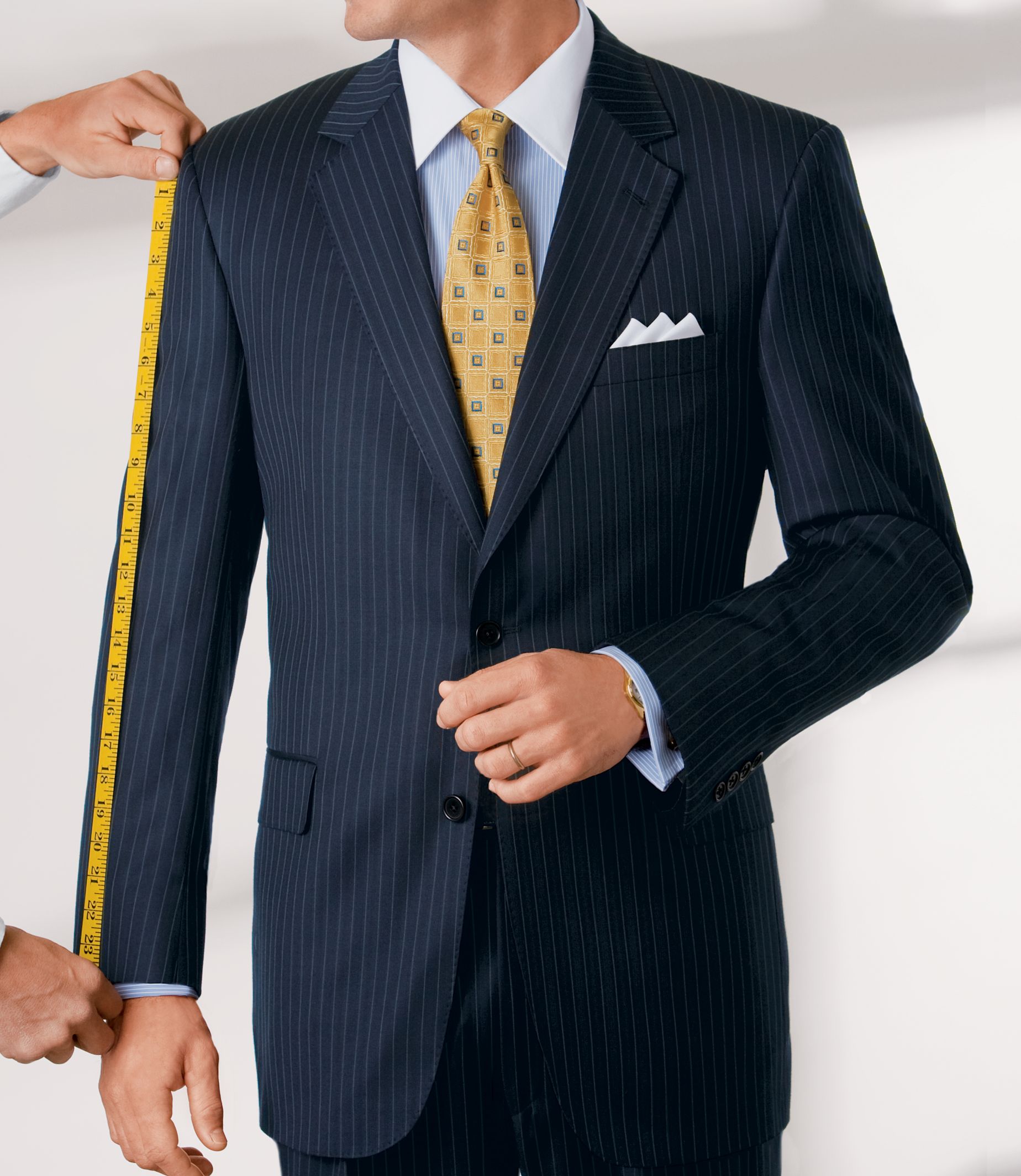 Signature Gold 2 Button Wool Suit- Navy Pinstripe