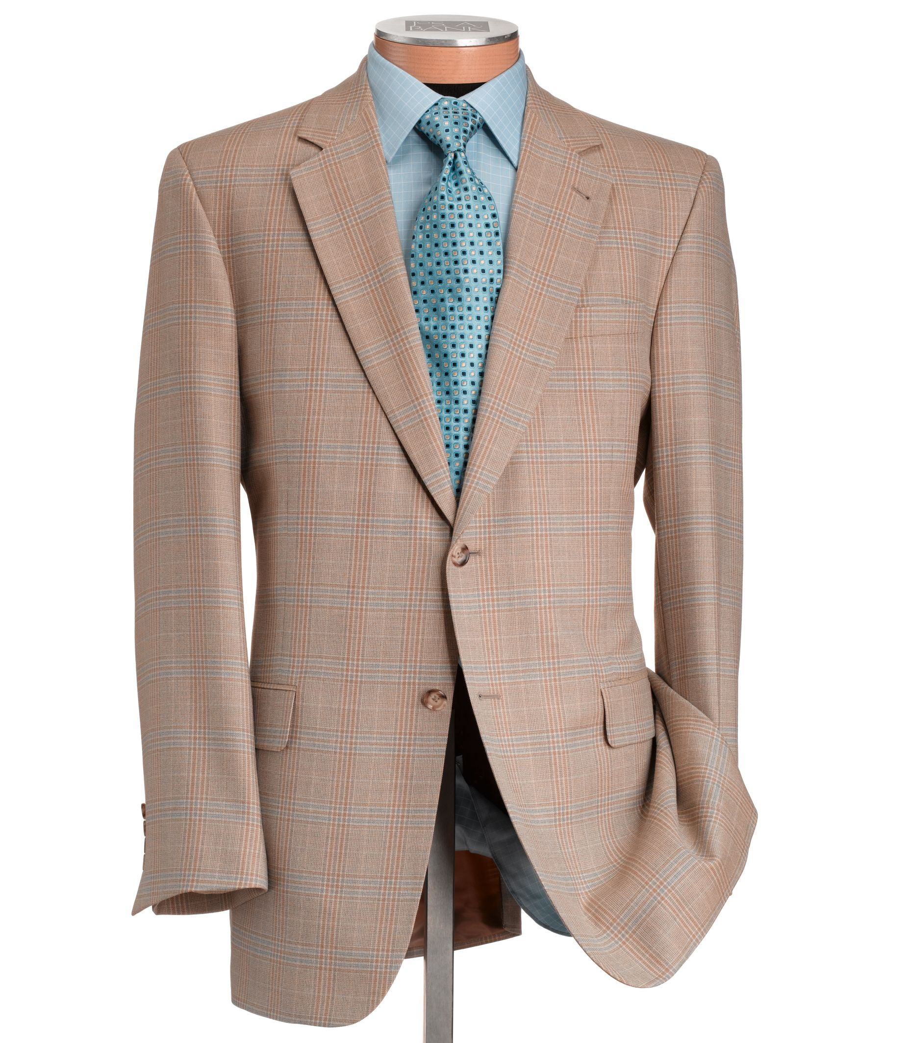 Signature 2-Button Tan/Grey Plaid Sportcoat

